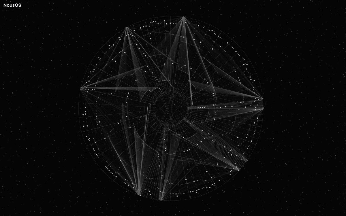 NousOS experimental Julia arrangement in 2D, drawn from invented demo data; the whole captured view.